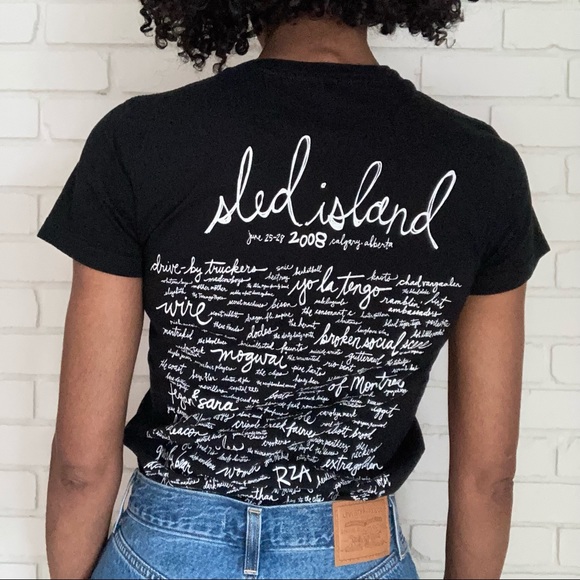 American Apparel Sled Island Black T-Shirt Tee - Picture 4 of 9